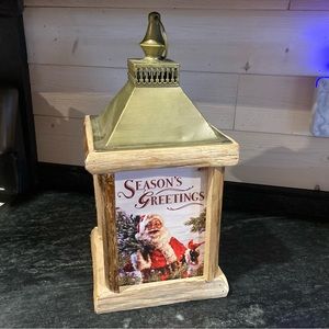 Santa Claus Christmas lantern with twinkling lights in excellent condition